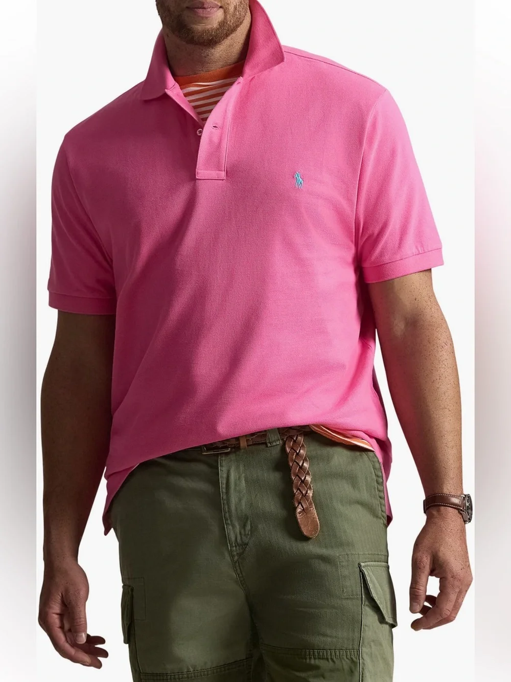 Polo By Ralph Lauren Short-Sleeve Mesh Polo Shirt - Baja Pink 100% Cotton